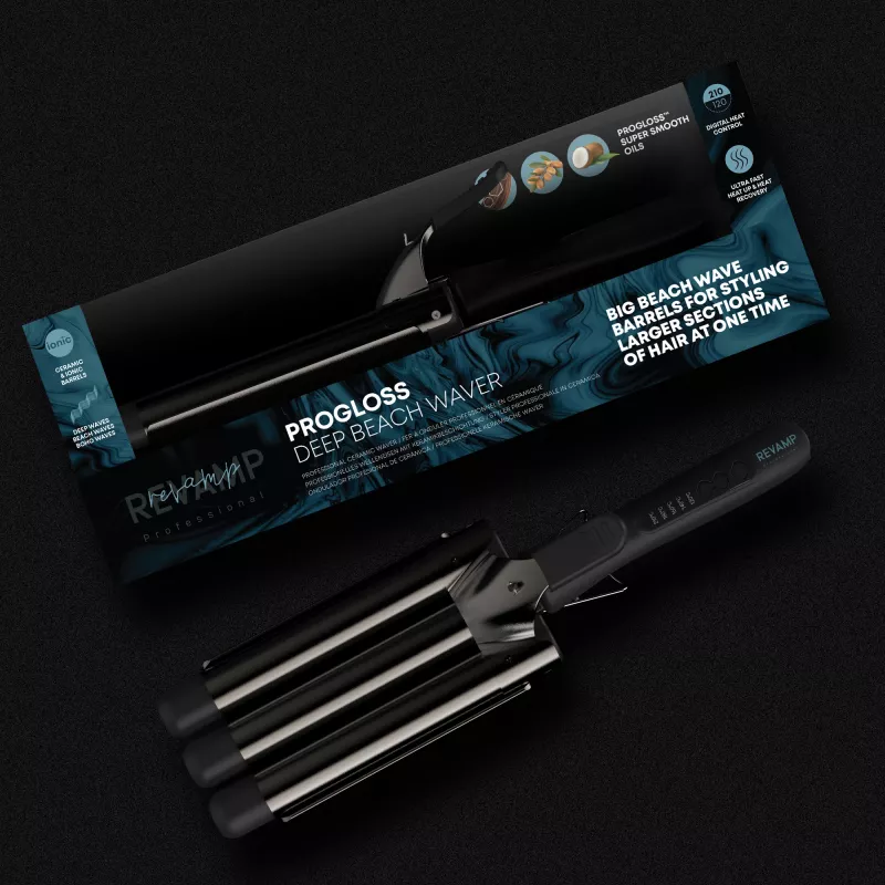 Revamp Progloss Deep Beach Waver ferro texturizzante Warm nero 3 m