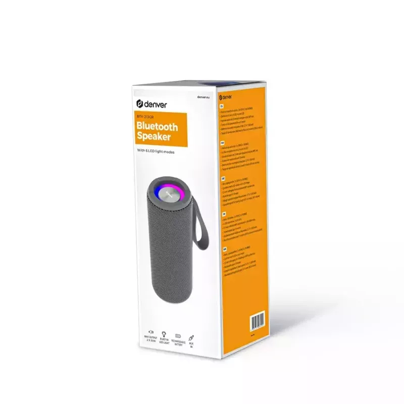 Denver BTV-213GR altoparlante Bluetooth portatile, grigio