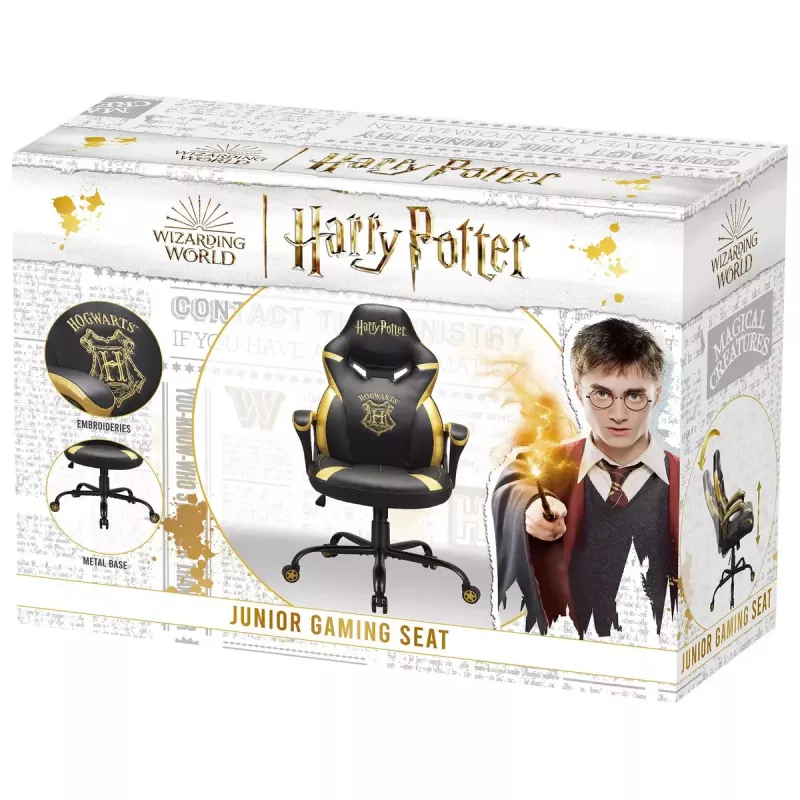 Sedia gaming PC Subsonic Junior Hogwarts seduta imbottita nero giallo