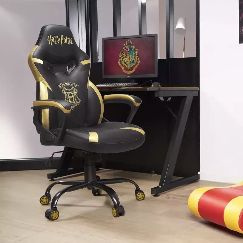 Sedia gaming PC Subsonic Junior Hogwarts seduta imbottita nero giallo