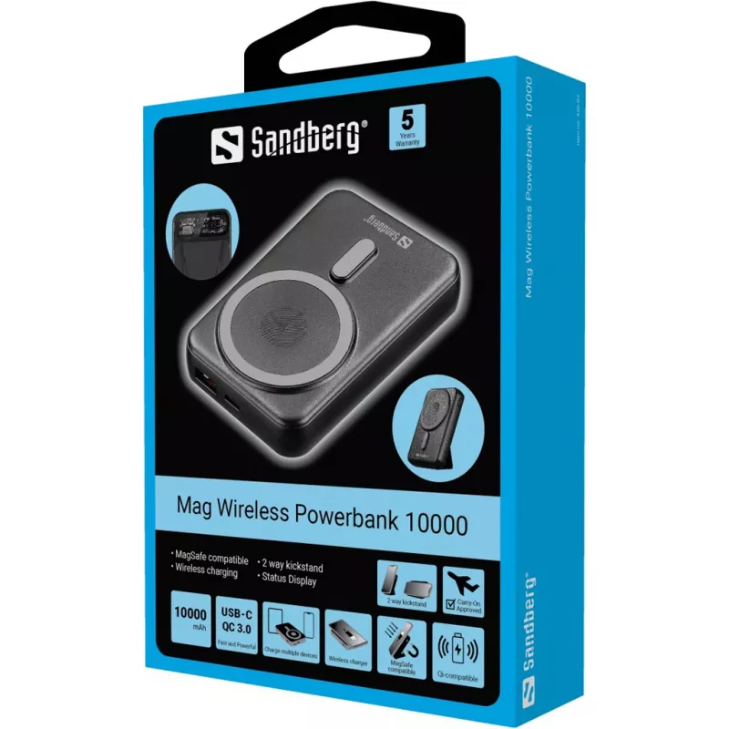 Powerbank portatile Sandberg Mag Wireless Powerbank 10000, 10000 mAh