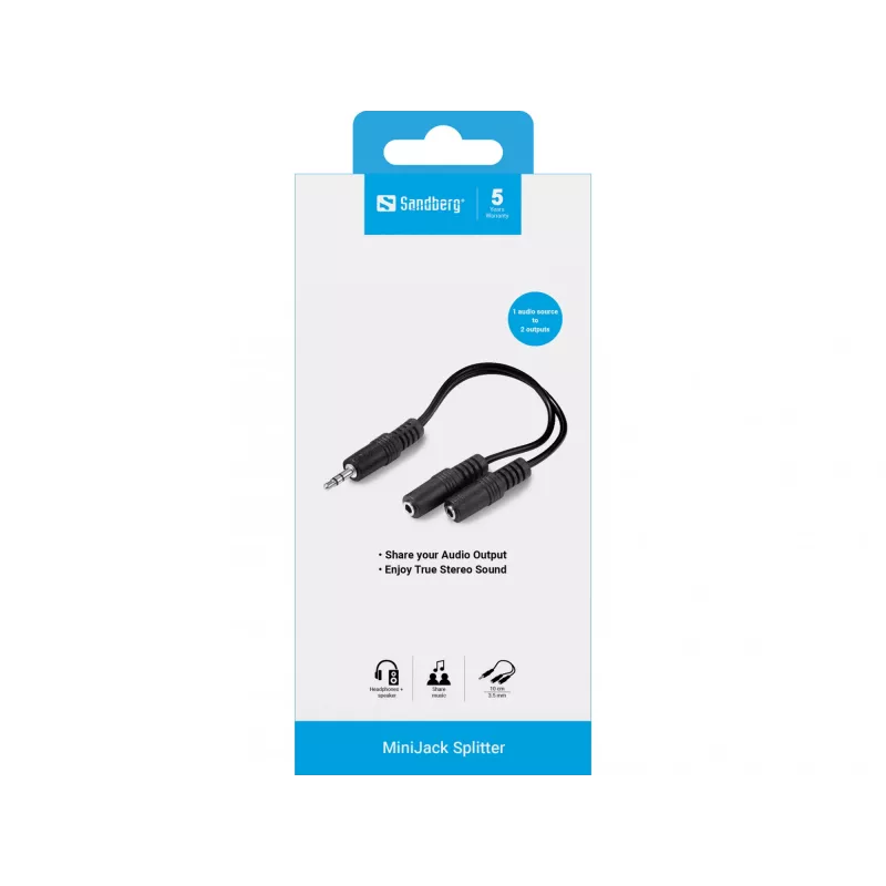 Splitter audio Sandberg MiniJack 1->2 502-16