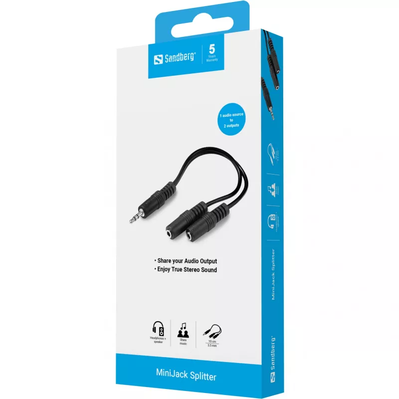 Splitter audio Sandberg MiniJack 1->2 502-16
