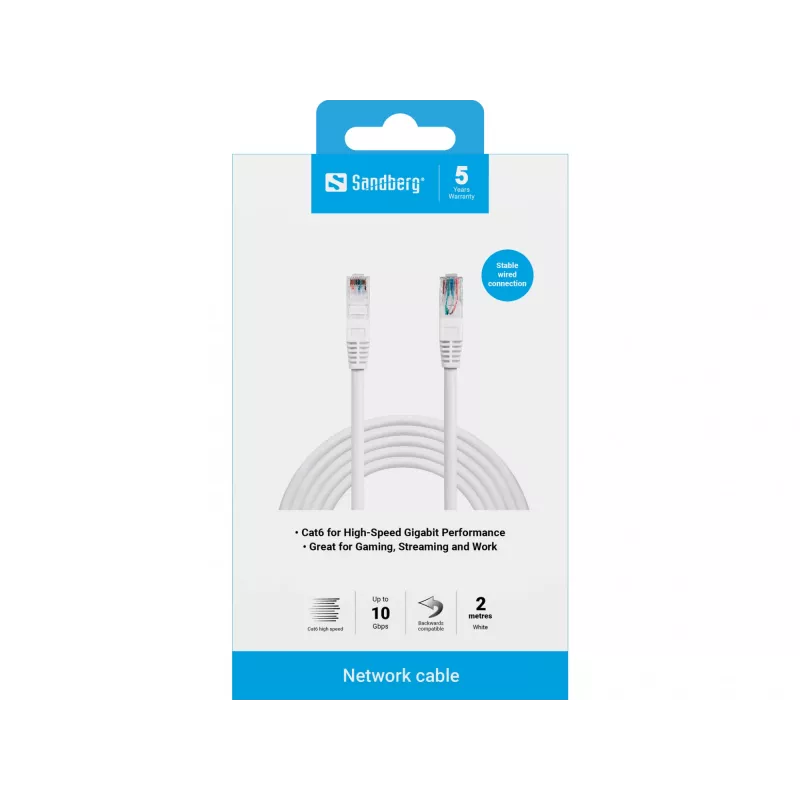 Cavo di rete Sandberg UTP Cat6 RJ-45 2 m bianco