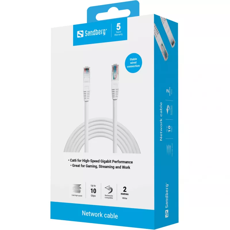 Cavo di rete Sandberg UTP Cat6 RJ-45 2 m bianco
