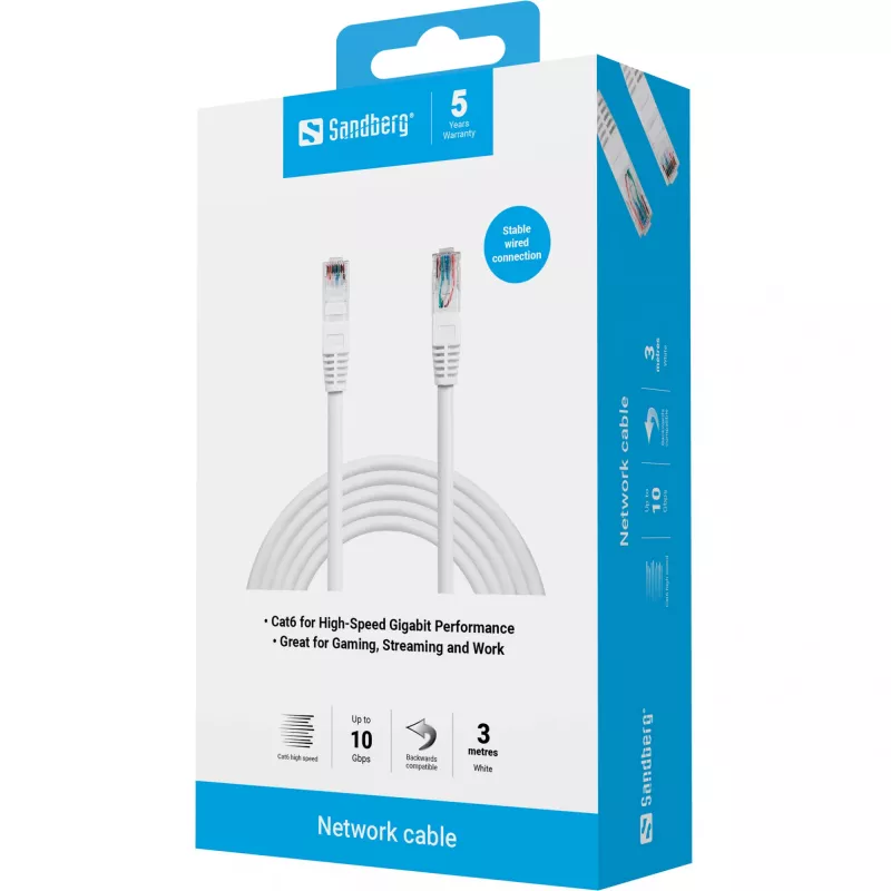 Cavo di rete Sandberg UTP Cat6 RJ-45 3 m bianco
