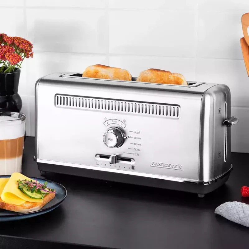 Tostapane Gastroback Design Advanced 4S 2 fette 1100 W nero acciaio inox