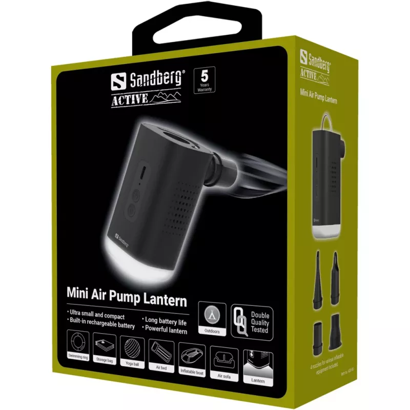 Pompa ad aria mini lanterna Sandberg 0,04 bar 200 l/min batteria 5V 2A