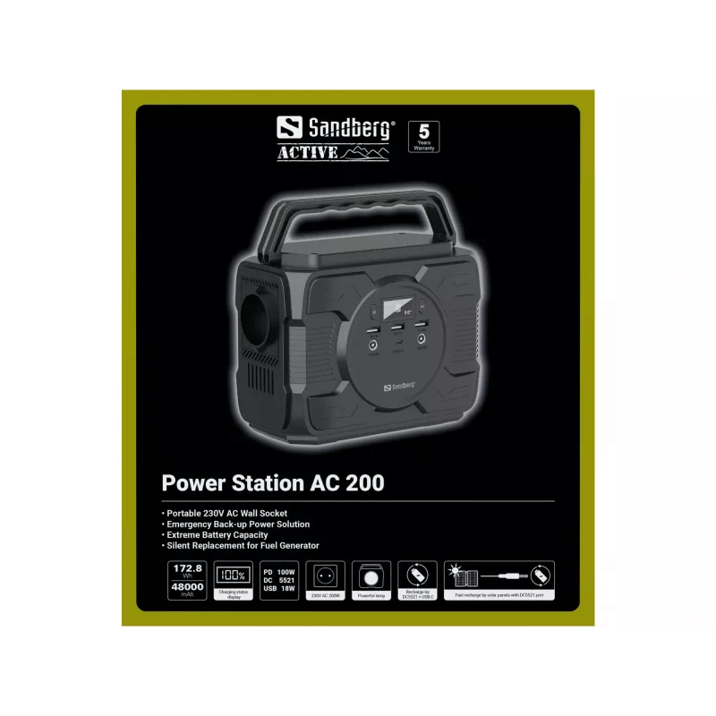 Batteria portatile Sandberg Power Station AC 200, 48000 mAh