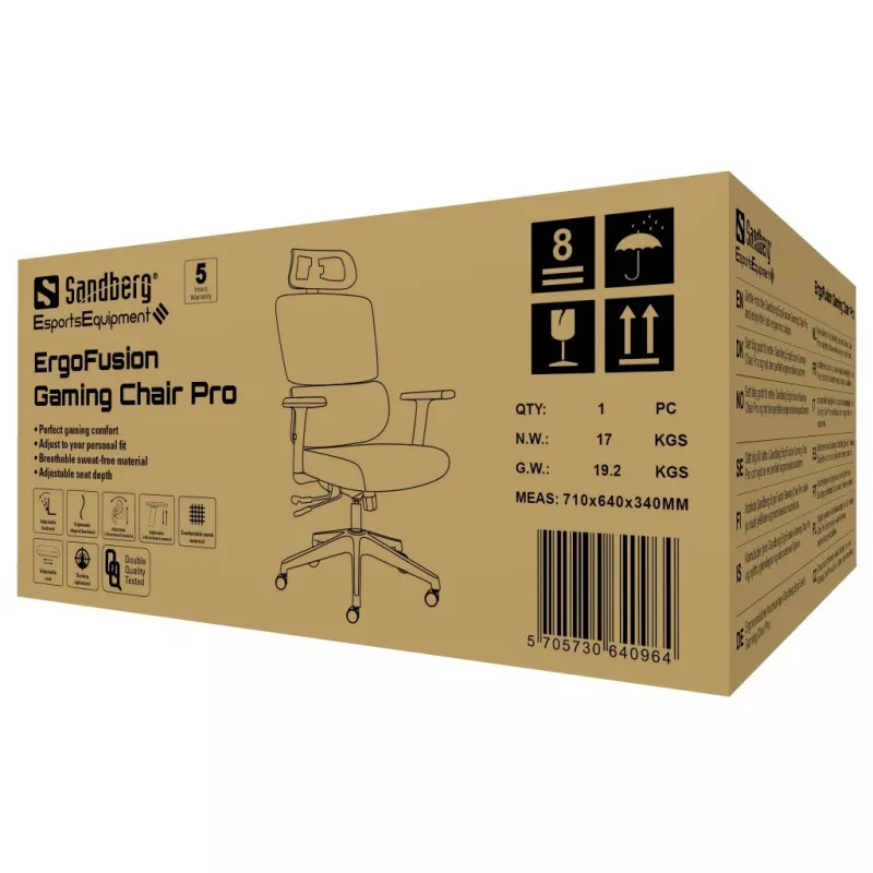 Sedia gaming Sandberg ErgoFusion Pro 150 kg peso massimo utente