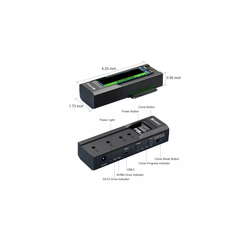 Clonatore e dock USB 3.2 Sandberg per M2 + NVMe + SATA