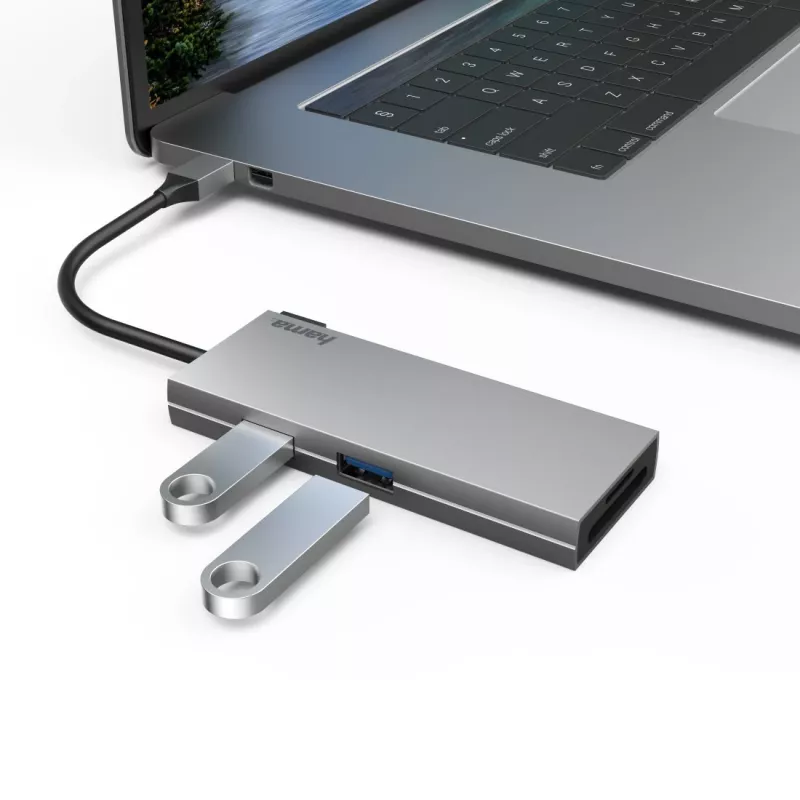 Dock per laptop/replicatore di porte Hama 00200110 USB 3.2 Gen 1 (3.1 Gen 1) Type-C grigio
