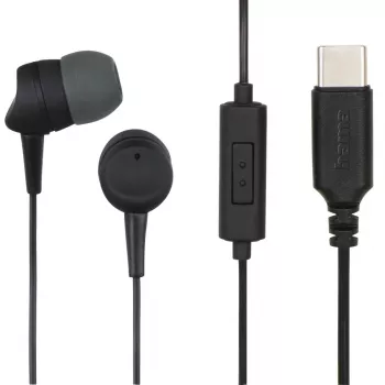 Cuffie Hama 00184192 con filo in-ear chiamate/musica USB Type-C nero, grigio scuro