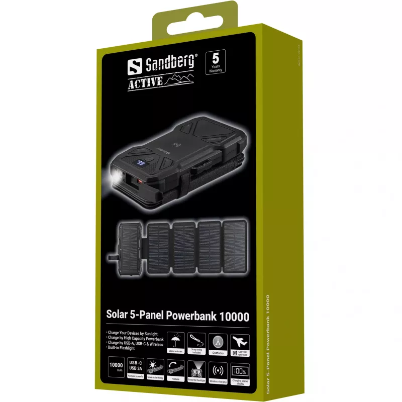 Powerbank portatile Sandberg Solar 5-Panel 10000 mAh