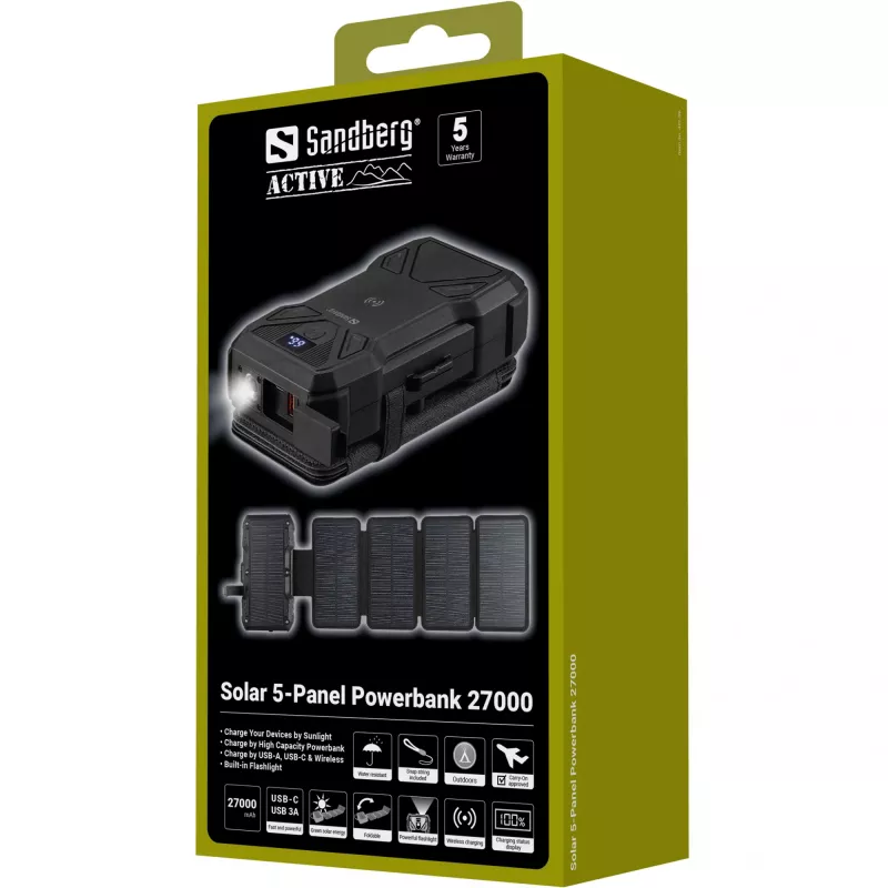 Powerbank portatile Sandberg Solar 5-Panel 27000 mAh