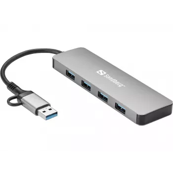 Hub Sandberg USB-C/A a 4xUSB 3.0 alluminio 5000 Mbit/s