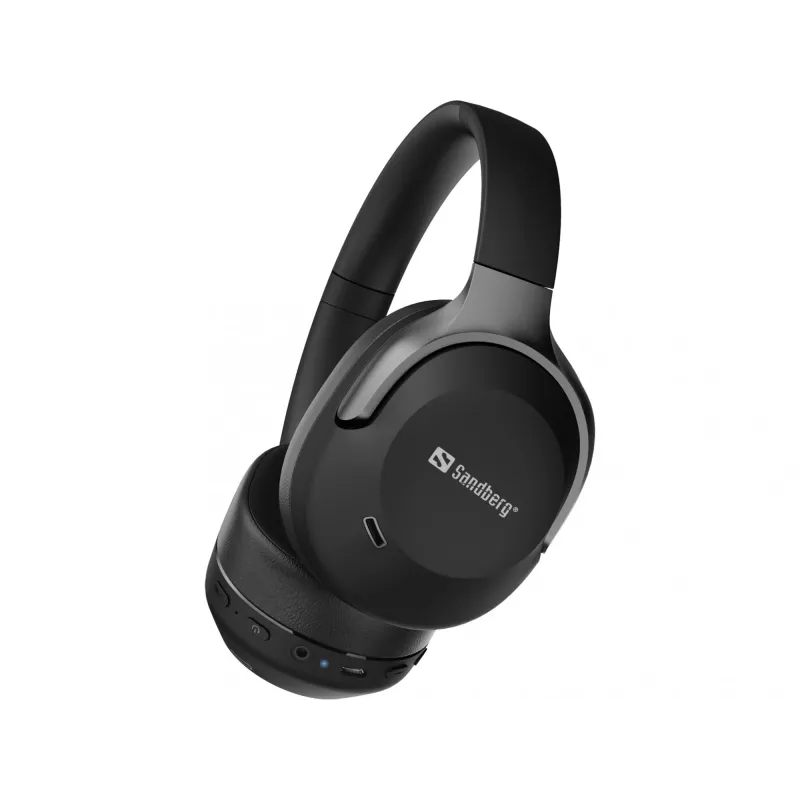 Cuffie wireless da viaggio Sandberg ANC+ENC, wireless, chiamate/musica, 228 g, cuffie, nero