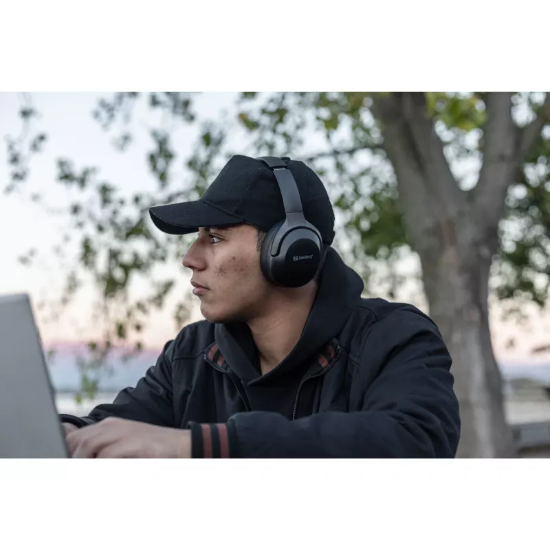 Cuffie wireless da viaggio Sandberg ANC+ENC, wireless, chiamate/musica, 228 g, cuffie, nero