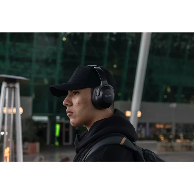 Cuffie wireless da viaggio Sandberg ANC+ENC, wireless, chiamate/musica, 228 g, cuffie, nero