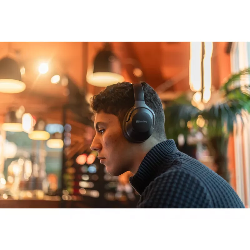 Cuffie wireless da viaggio Sandberg ANC+ENC, wireless, chiamate/musica, 228 g, cuffie, nero