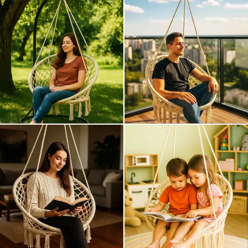 Sedia sospesa Koala Hammock BLACK FOREST 80x60 cm ecru – tessuto traforato