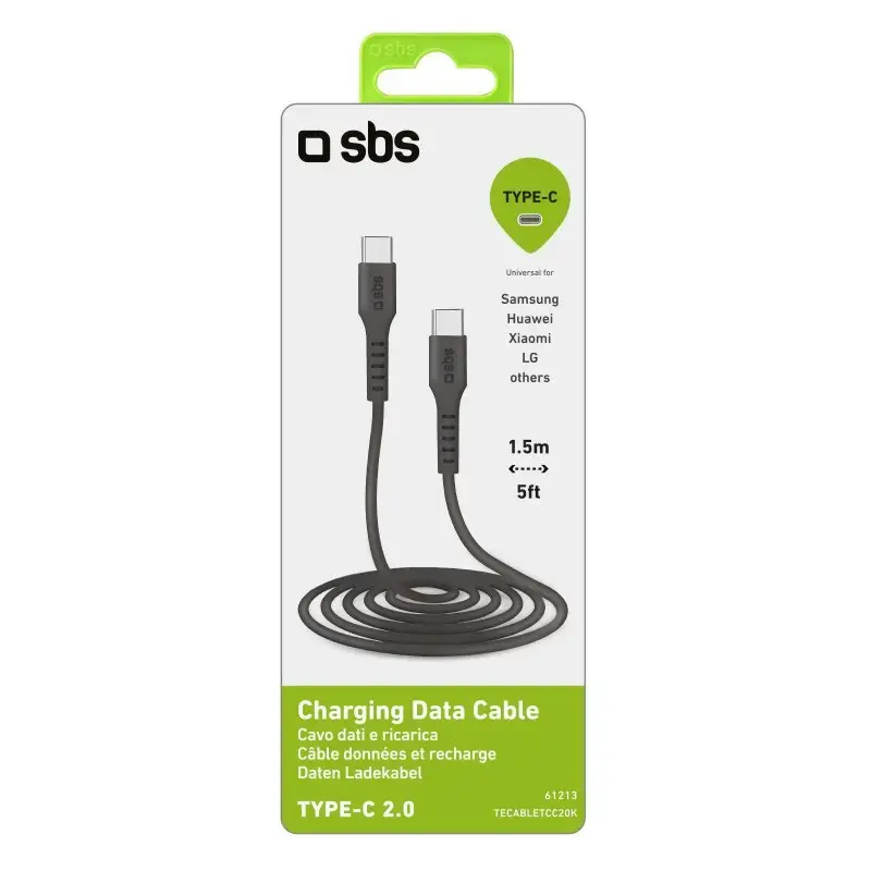 Cavo USB-C a USB-C SBS Mobile TECABLETCC20K 1,5 m, USB 2.0, nero
