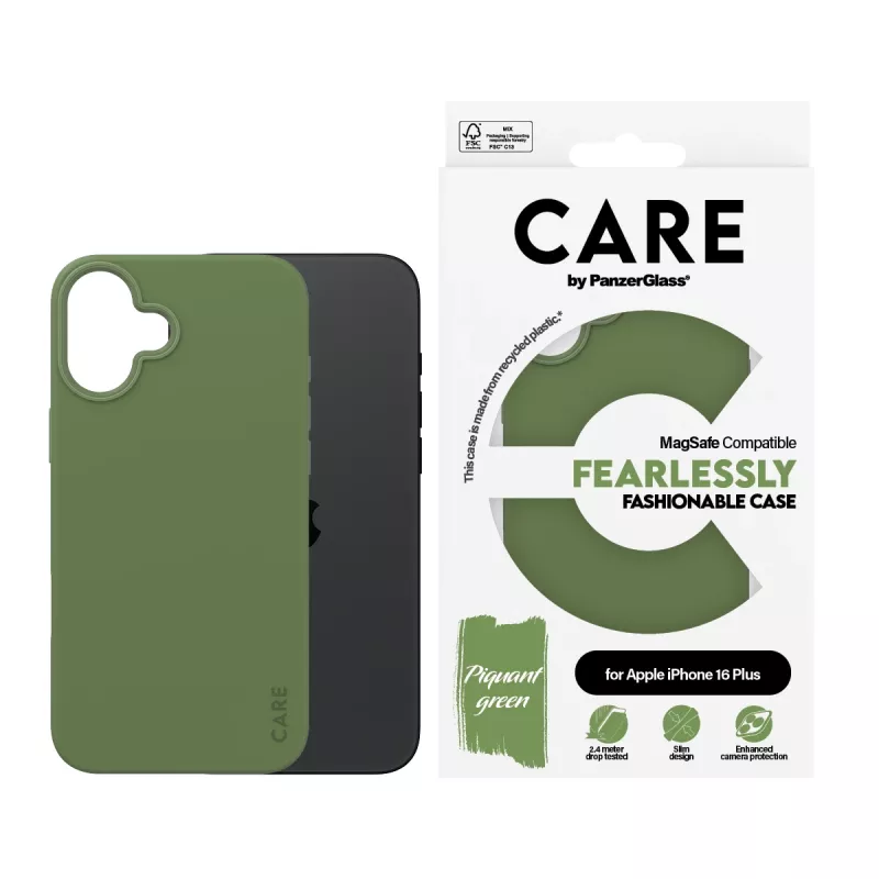 PanzerGlass CARE™ by ® Case verde con MagSafe iPhone 16 Plus, cover, Apple, Apple - iPhone 16 Plus, verde