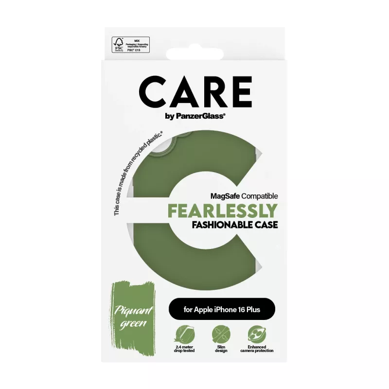 PanzerGlass CARE™ by ® Case verde con MagSafe iPhone 16 Plus, cover, Apple, Apple - iPhone 16 Plus, verde