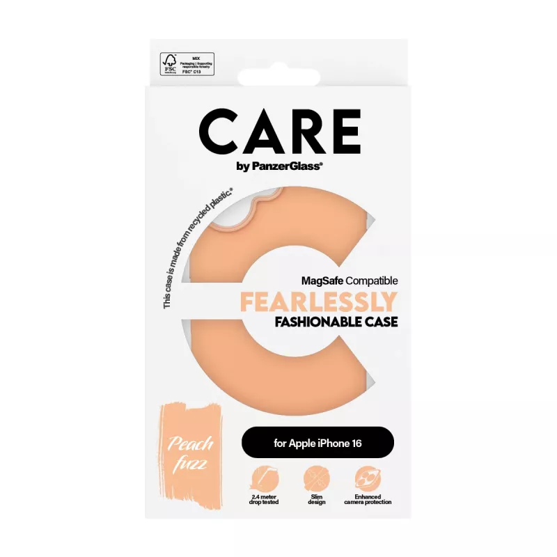 Cover PanzerGlass CARE by ® custodia moda Peachy con MagSafe iPhone 16 trasparente