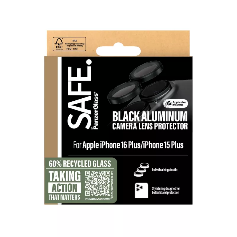 PanzerGlass SAFE. by ® protezione obiettivo fotocamera nero iPhone 16 | 16 Plus