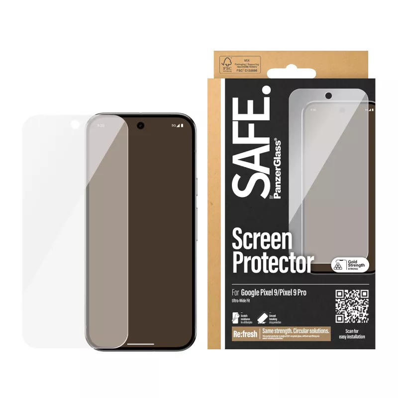 Protezione schermo PanzerGlass SAFE. by ® Google Pixel 9 | 9 Pro Ultra-Wide Fit antigraffio antiurto