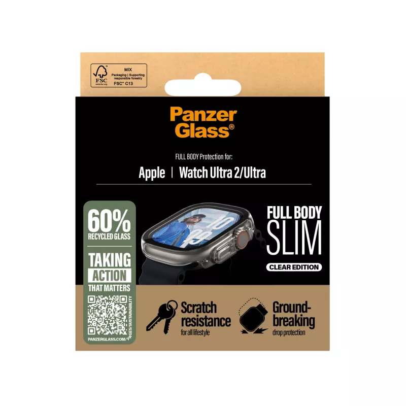 PanzerGlass® Case Full Body sottile trasparente Apple Watch Ultra 3 | Ultra 2 | Ultra | 49mm