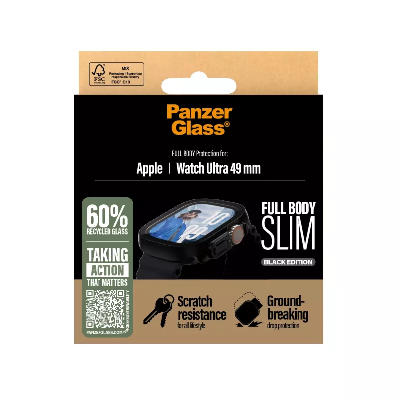 PanzerGlass ® Case Full Body sottile nero Apple Watch Ultra 3 | Ultra 2 | Ultra | 49 mm