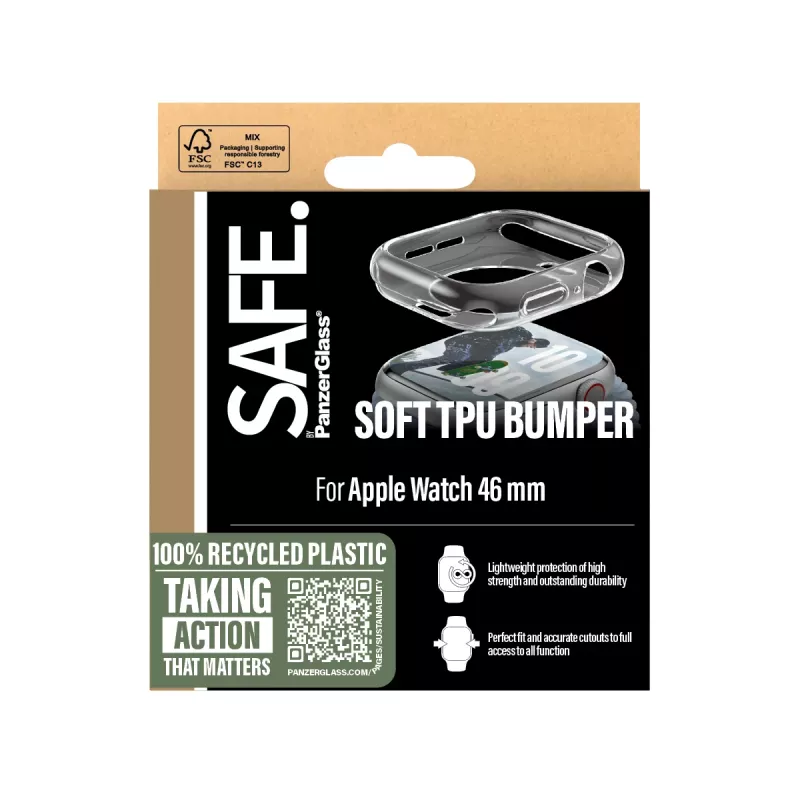 PanzerGlass SAFE. by ® TPU Bumper trasparente Apple Watch Series 11 | 10 | 46mm