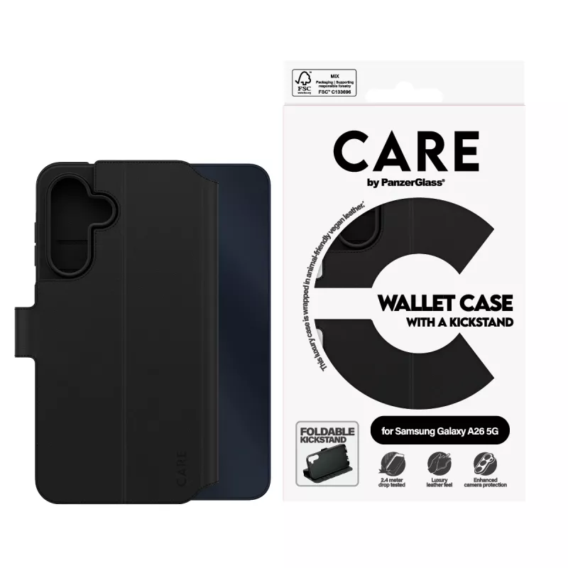 Wallet Case PanzerGlass Samsung Galaxy A26 5G nero con kickstand