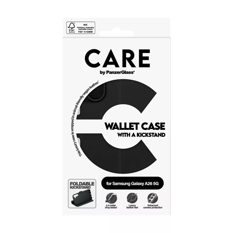 Wallet Case PanzerGlass Samsung Galaxy A26 5G nero con kickstand