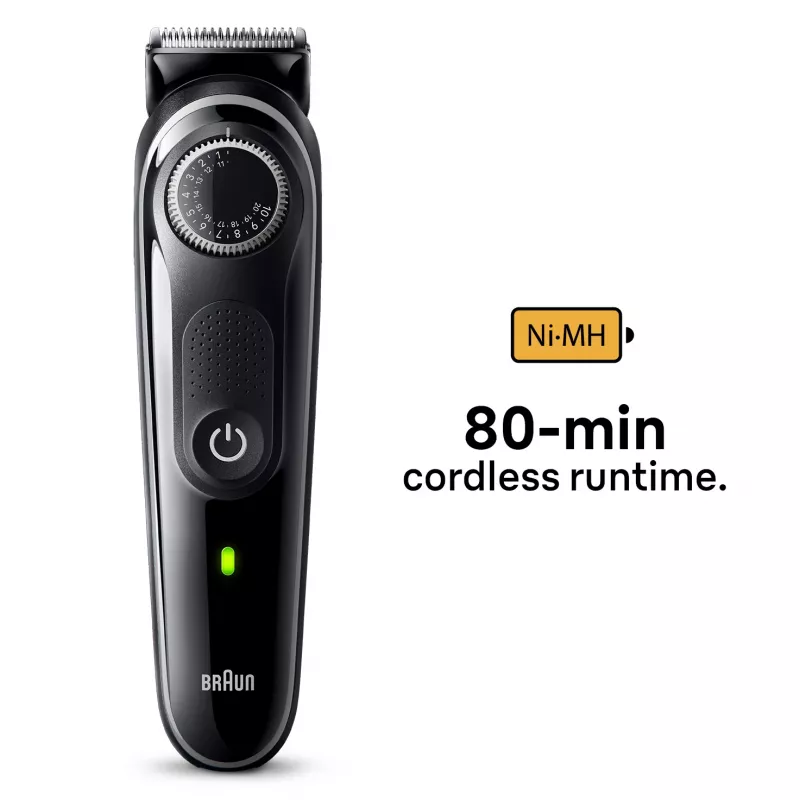 Rifinitore barba Braun BeardTrimmer 3 BT3440, lavabile, batteria, nero