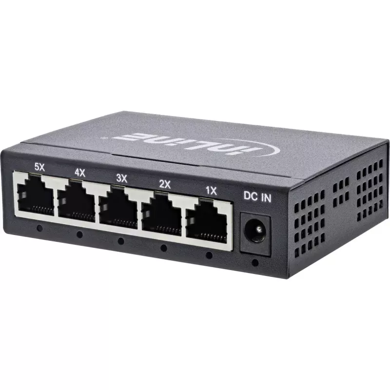 Switch di rete Gigabit InLine 5 porte, 1 Gb/s, desktop, case in metallo, senza ventola