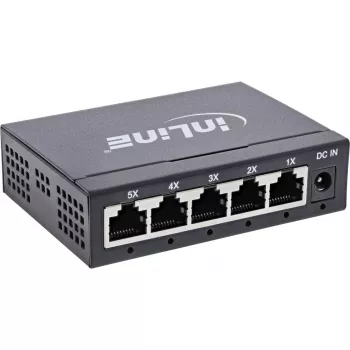 Switch di rete Gigabit InLine 5 porte, 1 Gb/s, desktop, case in metallo, senza ventola