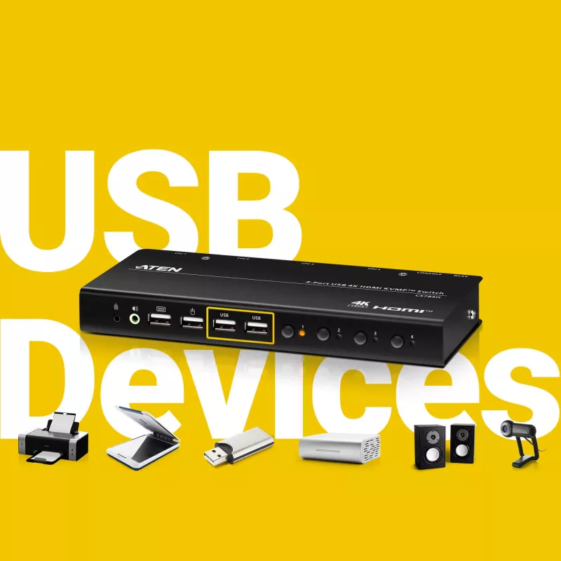 Switch KVMP ATEN 4 porte USB 4K HDMI USB tastiera mouse video