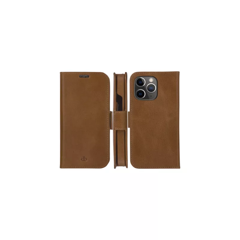 dbramante1928 Lynge LY61GT001181 custodia a libro per Apple iPhone 12/12 Pro, in pelle granulata, marrone chiaro