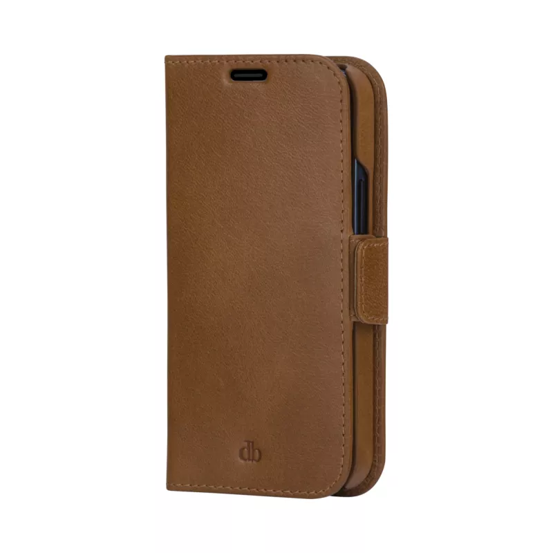 dbramante1928 Lynge LY61GT001181 custodia a libro per Apple iPhone 12/12 Pro, in pelle granulata, marrone chiaro