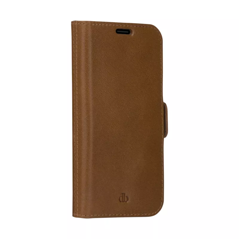 dbramante1928 Lynge LY61GT001181 custodia a libro per Apple iPhone 12/12 Pro, in pelle granulata, marrone chiaro