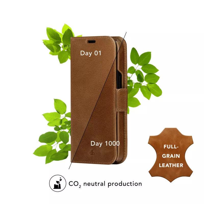 dbramante1928 Lynge LY61GT001181 custodia a libro per Apple iPhone 12/12 Pro, in pelle granulata, marrone chiaro