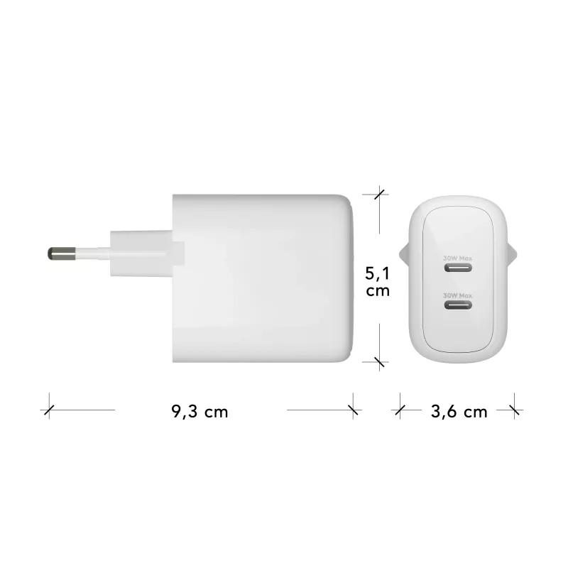 dbramante1928 re-charge Pro – caricabatterie da parete EU – 2x USB-C 30W – W