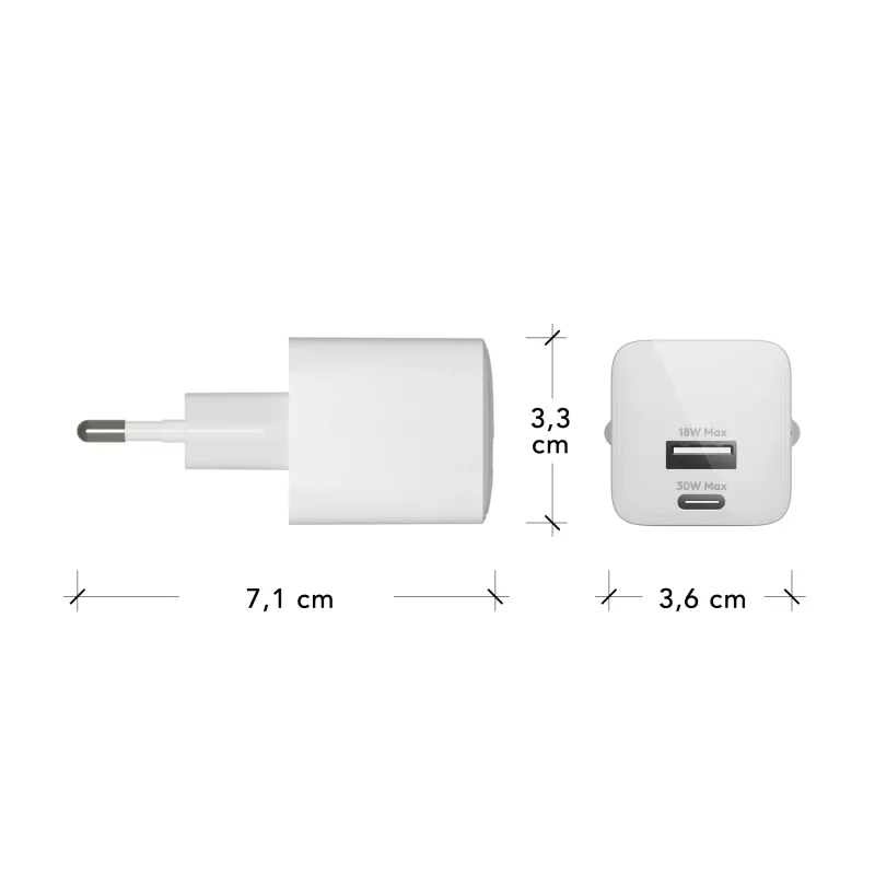 dbramante1928 re-charge Pro - caricabatterie da parete EU USBC30W+USBA18W-W