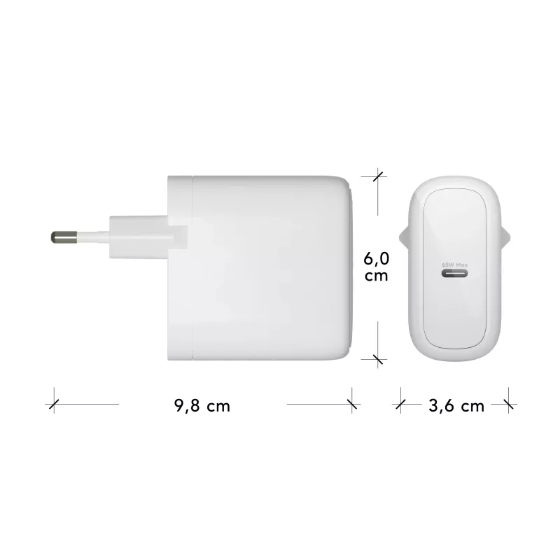 dbramante1928 re-charge Pro - caricabatterie da parete EU USB-C 65 W - W, uso interno, AC, bianco