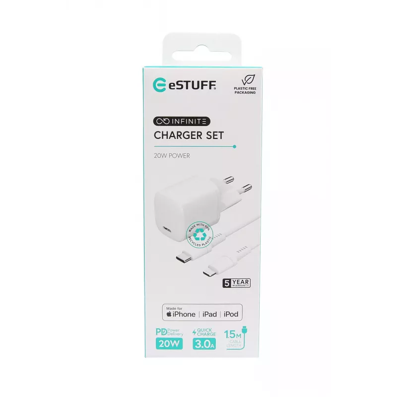 eSTUFF ES637600 caricabatterie per dispositivi mobili smartphone, tablet bianco AC uso interno