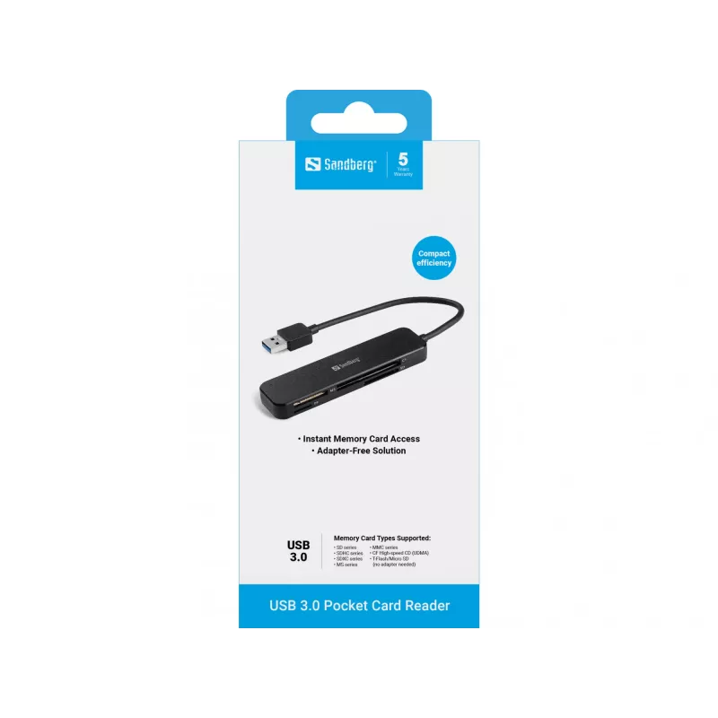 Lettore di schede Sandberg USB 3.0 Pocket Card Reader