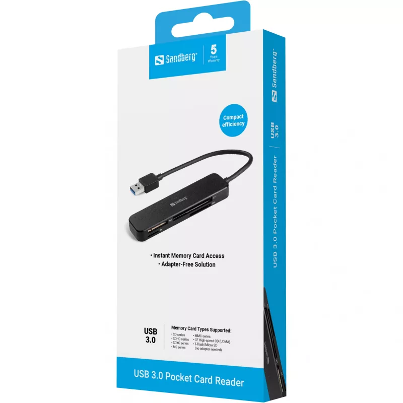 Lettore di schede Sandberg USB 3.0 Pocket Card Reader
